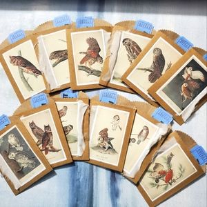 😀 HAND CRAFTED Set of 12 kraft paper bags owl theme ticket ephemera